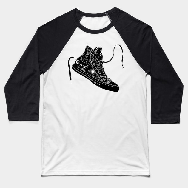 Libra high tops - Black &amp; White Baseball T-Shirt by MickeyEdwards